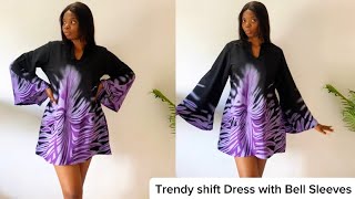 How to Cut amp Sew This Shift Dress with Stylish Neckline amp Bell Sleeves [upl. by Brace]