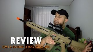 REVIEW  CM16 Raider Long  Airsoft GampG R8L AEG PTBR [upl. by Nwadrebma]