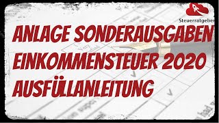 Anlage Sonderausgaben  Eine Ausfüllanleitung [upl. by Niwde]