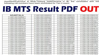 IB MTS Result 2024 Released Security Assistant Merit List PDF Cut Off [upl. by Singh641]