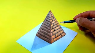 🔥 Como Dibujar una PIRAMIDE 3D Sobre papel para principiantes  Dibujos en 3D  Arte Facil [upl. by Welch]