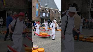 the oldest cheese market in the world in waagplein Alkmaar cheese dutch gouda Alkmaar holland [upl. by Noakes696]