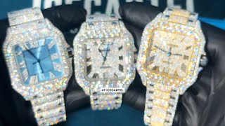 Moissanite Cartier Watch Review  Diamond Cartier Santos Watches [upl. by Eelirak]