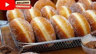 🔥La RECETA de DONUTS RELLENOS con CREMA de CHOCOLATE Suaves y esponjaditosDulce Hogar Recetas [upl. by Leoline931]