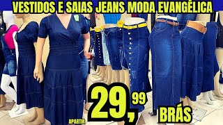 VESTIDOS E SAIAS JEANS MODA EVANGELICA BRÁSSP [upl. by Caddaric]