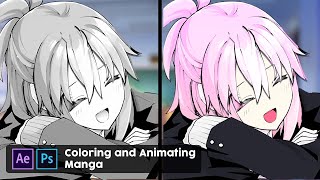 Tutorial Coloring and Animating Manga  Photoshop and After Effect Tutorial [upl. by Ahsenev]