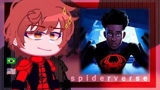 •Spider Man Multiverse react to Spider Man Through The Spiderverse•gacha club 🇧🇷🇺🇸 [upl. by Macswan]