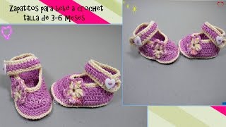 ZAPATITOS PARA BEBÉ A CROCHET TALLA 36 MESES  Labores Angélika [upl. by Melville]