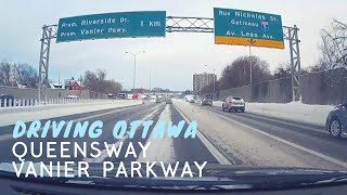 Driving Ottawa  Queensway to Vanier Parkway  Dash Cam [upl. by Ethelinda]