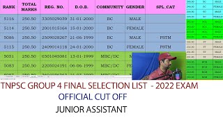 TNPSC GROUP 4 FINAL SELECTION LIST  FINAL CUT OFF  ANALYSIS  TNPSC GROUP 4  2022 EXAM [upl. by Carrissa727]