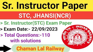 STCJHANSI North Central Railway Sr Instructor Paper solution ChamanLalRailway tech railway [upl. by Roshelle725]