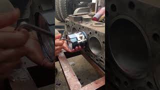 Piston Fitting In cylinder engine rebuild repairing piston cummins shortstrending automotive [upl. by Chuu]