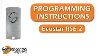 Programming my remote Ecostar RSE 2 [upl. by Ysus]