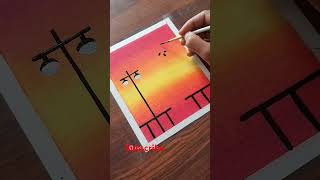 How to paint landscape sunrise painting shorts youtubeshorts [upl. by Eckhardt]