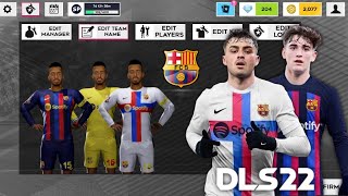 DLS 22 Kits Barcelona X Spotify 202223 Season HD New Kits [upl. by Clarise]