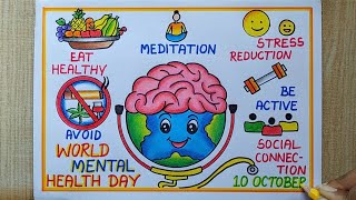 World Mental Health Day Drawing10th Oct World Mental Health Day Poster drawing easy Easy poster [upl. by Bowden]