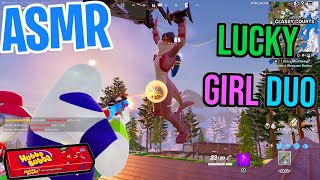 ASMR Gaming 😴 Fortnite Lucky Girl Duos Relaxing Gum Chewing 🎮🎧 Controller Sounds  Whispering 💤 [upl. by Sudoeht]