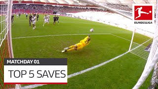 Top 5 Saves • Bürki Hradecky amp Co  Matchday 1  202021 [upl. by Yve]