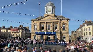 Kelso Pipe Band Civic week bussing of the colour 2024 [upl. by Ahsiemac384]