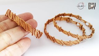 Leaf bracelet  Nature jewelry set  simple jewelry making from copper wire 395 [upl. by Verdha]