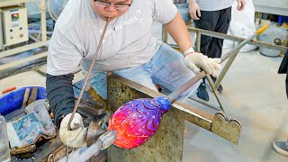 Amazing Glass Blowing Vase Manufacturing Process  手工吹製玻璃  Taiwan Glass Craftsman [upl. by Airebma]