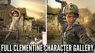 ALL CLEMENTINE Character Animations Voice Lines and Outfits  The Walking Dead Definitive Edition [upl. by Yanel]