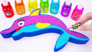 Satisfying Video l How to Make Glliter Dolphin Bathtub By Mixed Slime Smoothie Painting Cutting ASMR [upl. by Katey623]