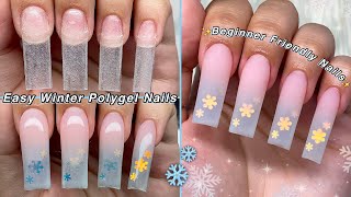 EASY WINTER POLYGEL NAILS❄️ BEGINNER FRIENDLY NAILS amp POLYGEL OMBRE APPLICATION  Nail Tutorial [upl. by Htiekal171]