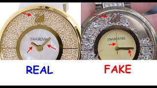 Real vs fake Swarovski watch How to spot fake Swarovski stones time wear [upl. by Anaitsirk]