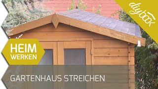 Gartenhaus streichen und warten [upl. by Ainoda]