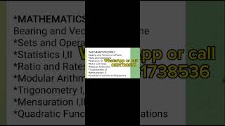 SELECTED TOPIC FOR MATHEMATICS WASSCE 2024 [upl. by Rotce]