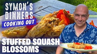 Michael Symons Stuffed Squash Blossoms  Symons Dinners Cooking Out  Food Network [upl. by Norbert]