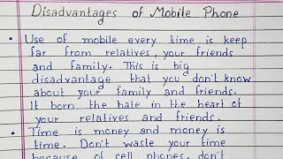 Write an essay on Disadvantages of Mobile phones  Essay Writing [upl. by Eeliak]