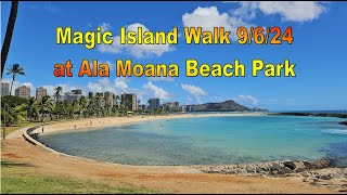 4K Magic Island Walk on 9624 in Ala Moana Beach Park in Honolulu Oahu Hawaii [upl. by Bohun381]