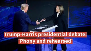 Social media erupts over repulsive TrumpHarris presidential debate Phony and rehearsed [upl. by Ros371]