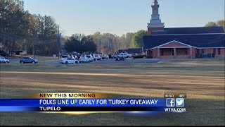 Many folks waited in line for a turkey giveaway at a Tupelo church over the weekend [upl. by Reuben575]