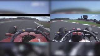 Racing Hamilton through Copse  Leclerc 2022 and Verstappen 2021 side by side comparison [upl. by Imhskal]