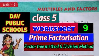 Dav class 5 Multiples and factors worksheet 9 [upl. by Esyned]