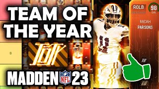 RANKING the BEST TEAM OF THE YEAR Cards in Madden 23 Ultimate Team Tier List [upl. by Vernita]