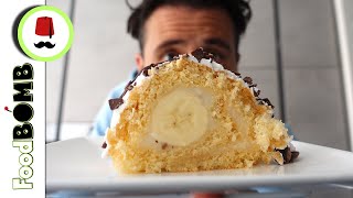 205 Opgerolde Cake met Banaan  Turkse Rulo Pasta  Cakeroll  Foodbomb [upl. by Feld]