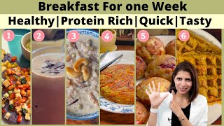 Breakfast Recipes for 1 Week  6 Healthy Easy High Protein Meal Options  Ragi  Oats  Sattu  Poha [upl. by Anelys18]