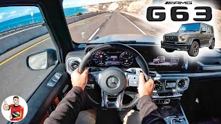 The 2022 MercedesAMG G63 is a 577HP Intimidation Tactic POV Drive Review [upl. by Enelam]