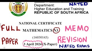 Mathematics N3 April 2024 Memo Full Paper Revision mathszoneafricanmotives [upl. by Caassi]