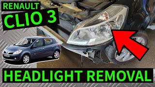 RENAULT CLIO 3  How To Remove Front Headlight Headlamp Removal 20062012 [upl. by Syman]