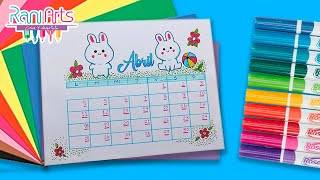 DIY  calendario de ABRIL  super fácil  APRIL CALENDAR easy  BULLET JOURNAL ideas [upl. by Nageam]