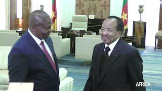 Le président centrafricain Faustin Archange Touadéra reçu par son homologue camerounais Paul Biya [upl. by Yvor565]