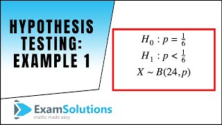 Hypothesis Testing Binomial Distribution proportion  Example 1  ExamSolutions [upl. by Amerigo]