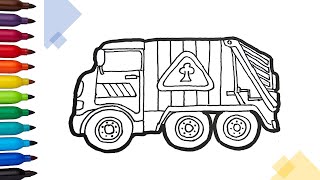 Hướng dẫn vẽ xe chở rác  How to Draw and Color a Garbage Truck  Drawing Tutorials [upl. by Sivra]