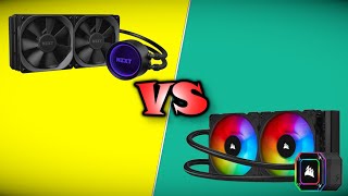 Review Corsair iCUE H100i vs NZXT Kraken X53 [upl. by Enneyehs8]