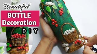 A very beautiful bottle decoration idea  bottle craft  bottle art  PC Crafts Planet [upl. by Hnamik]